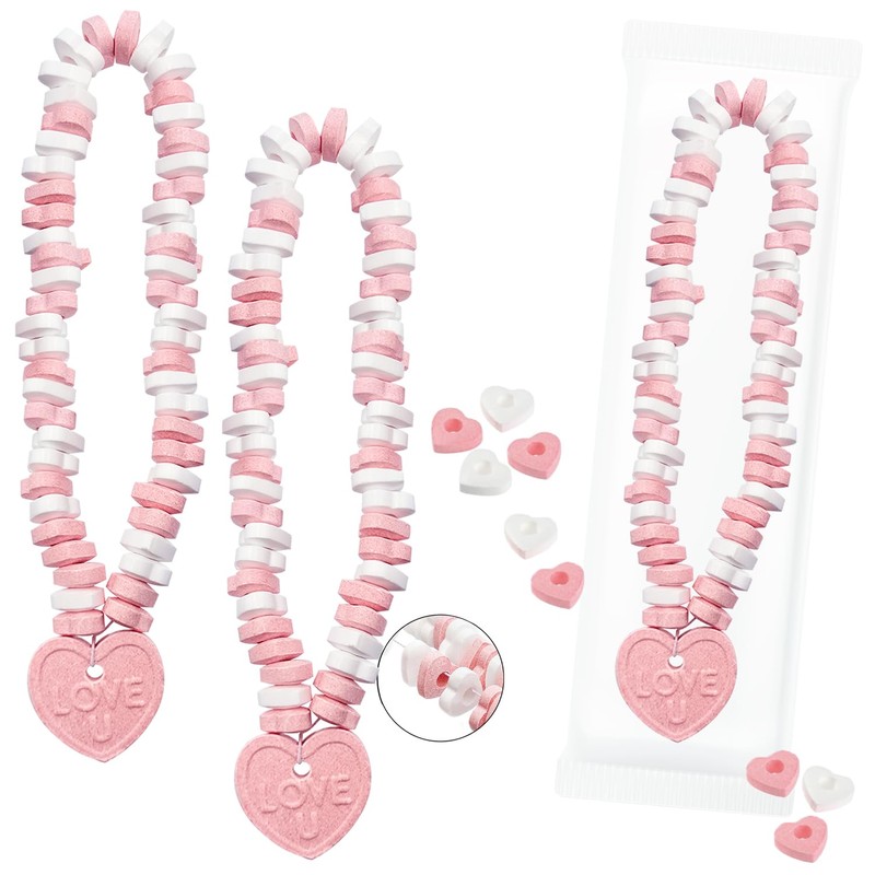 Fruidles Valentines Stretchable Heart Necklace Candy, 12-Pack, Multicolor Fruit-Flavored Chewables