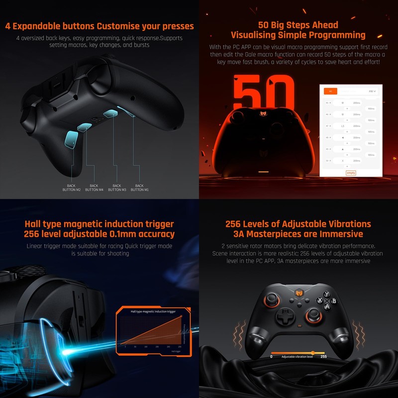 BIGBIG WON Wireless Gaming Controllers, Gale PC Controllers Motion Aiming,