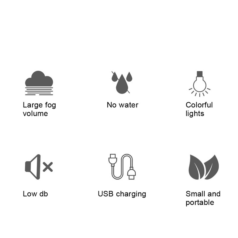 Air Humidifier 7 Color LED Light USB Charging Humidifier for