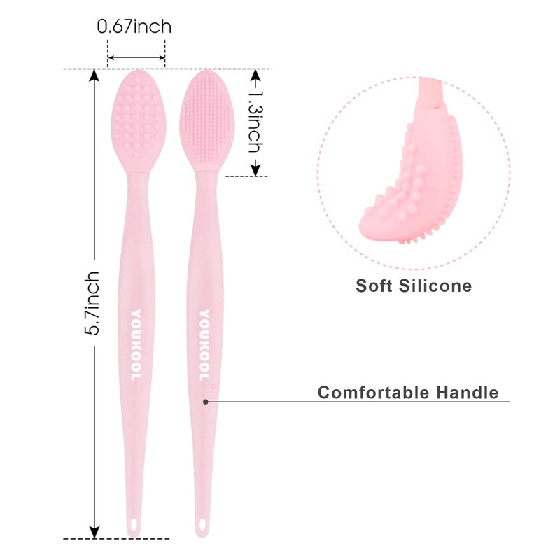 Lip Scrub Brush,Double-Sided Silicone Exfoliating Lip Brush Tool for Smoother