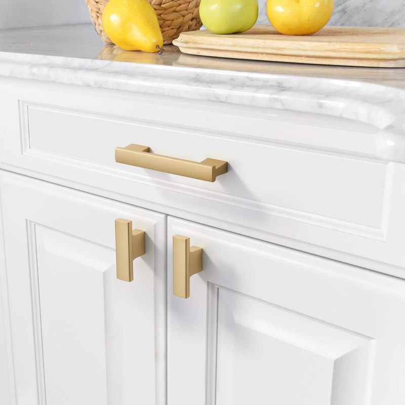 Asidrama 10 Pack 3 Inch(76mm) Brushed Gold Cabinet pulls Kitchen