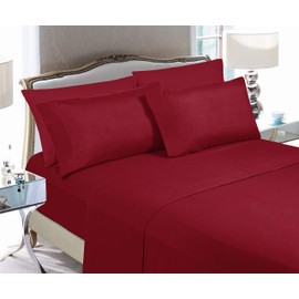 Elegant Comfort Luxury Soft Bed Sheets 1500 Premium Hotel Quality Microfiber Softness Wrinkle and Fade Resistant (6-Piece) Bedding Set, California King, Burgundy Amaranth
