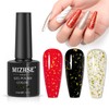 MIZHSE Gold Glitter Top Coat Gel Nail Polish, Glitter Nail