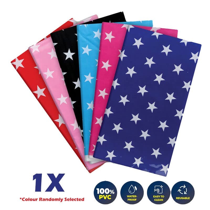 Table Cloth PVC Star Print Waterproof Reusable 108 x 180cm