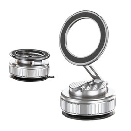 Magnetic Suction Phone Holder,2025 Upgraded Suction Phone Holder,360°Foldable Magnetic Stand Mount for Most Smartphones Car/Gym/Smooth Surface (Temperament Silver)