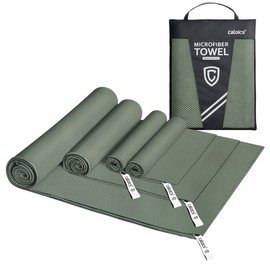 Caloics® Quick Dry Towel, Sports Towel, Gym Towel, Set of 4, Disaster Preparedness Supplies, Storage Bag Included, Microfiber, Bath Towel, Beach Towel, Travel Towel, Fade Resistant, Odor Resistant,