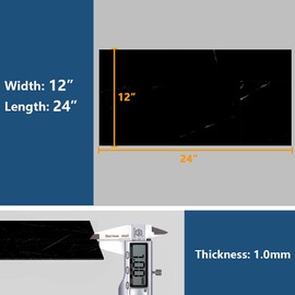 VEELIKE Black Marble Peel and Stick Floor Tile 12"x24" Waterproof Vinyl Flooring Tiles Removable Self Adhesive Stick on Floor Stickers Tile for Bathroom Kitchen Floor Kitchen Backsplash Decor 24 Pack