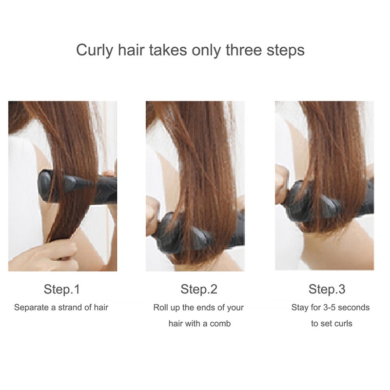 Electric Hair Straightener Comb Anti Scald Beard Straightener Brush (Black