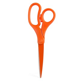 JAM PAPER Multi-Purpose Precision Scissors - 8 Inch (203.2 mm) - Orange - Ergonomic Handle & Stainless Steel Blades - Sold Individually