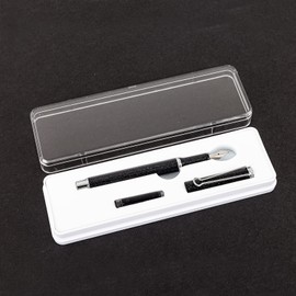 AIHAO Refillable Fountain Pen, Fine Point, Metal Fountain Pen with Gift Box, Black Ink, 2 Ink Cartridges in one Set, Pearl Black Metal Pen.Fountain Pens for Writing