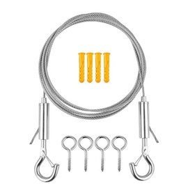 Wire Rope Set 6 m, Curtain Wire Pole Set, Multi-Purpose Set Clothesline Curtain Drape, 2 mm Stainless Steel Rope as Tent Rope Washing Line Climbing Plant Rope Curtain Rope Shower Curtain Rope