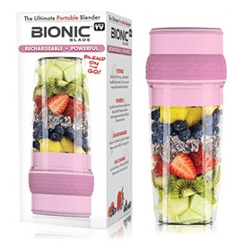 Bionic Blade Personal Blender 26.5 Oz, Cordless, Rechargeable 18,000 RPM Portable for Shakes and Smoothies Portable 8.6" Tall, Seen On TV (Pale Rose)