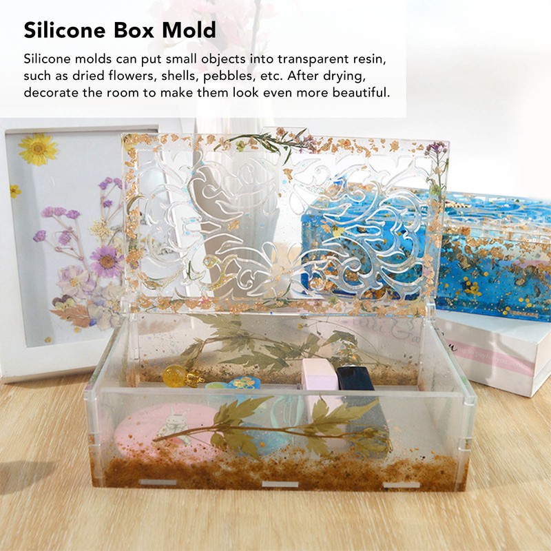 4pcs Storage Box Resin Mold DIY Production Patterned Hollow Flip