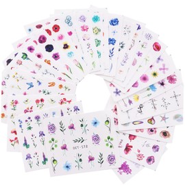 Housoutil 24pcs Colorful Nail Decals for Creative Nail Art Easy Application Manicure Accessories for Parties Unique Patterns for Design and