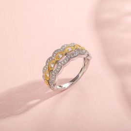 Jeulia 925 Sterling Silver Milgrain Twist Round Cut Engagement Wedding Band Rings for Promise Anniversary with Jewelry Box, Sterling Silver