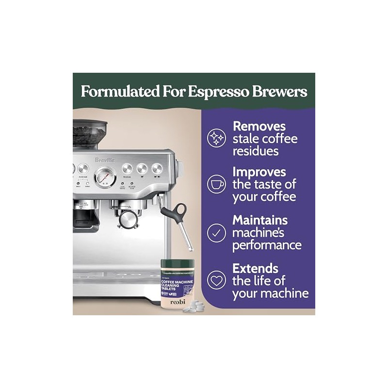 Roobi Espresso Machine Cleaning Tablets. Coffee Machine Cleaner Tabs. 100