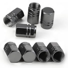 THJOPOKEEL 8 Piezas Tapones de válvula de neumático para automóvil, a Prueba de Polvo, Forma Hexagonal (Negro)