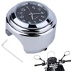Motorcycle Handlebar Mount Clock, Stainless Steel Waterproof Handlebar Mount Round
