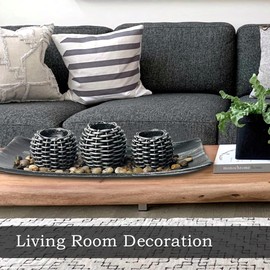 Coffee Table Decor, 3 Pieces Candle Holders with Tray and Rocks, Centerpiece Table Decorations for Living Room, Dining Room, Bedroom, Entryway Table Decor Thanksgiving Gift