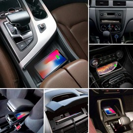 Wireless Charger Car Charging pad,POLMXS 15W Fast Wireless Phone Charger Non Slip Cell Phone Flat Charging mat Compatible with iPhone 11/12/12/14/15 Galaxy S21/S22/S23/24 NOTE10 (30cm Cable)(C2Y)