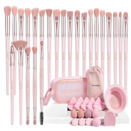 MAANGE 메이크업 브러시 41개 프리미엄 합성 아이섀 세트 블러셔 브러시 컨투어 정밀 MAANGE Makeup Brush 41-Piece Premium Synthetic Eyeshadow Set Blush Brush Contour Precision [41pcsPink]