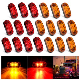 Nilight 2.5Inch Oval Side Marker Light 20PCS 2 Diode LED Trailer Indicator Clearance Lights Waterproof Surface Mounted for 10-30V Truck Camper Boat Lorry