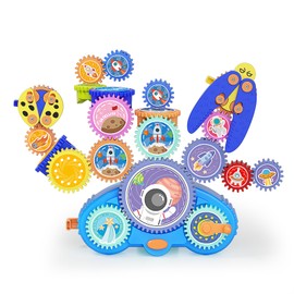 Fivoro STEM Gears Toys for Kids Ages 3+, Creative Learning Building Blocks, 18Pcs Educational Construction Toy Set, Electric & Manual Dual Mode, Versatile Gear Playset Gift for Boys & Girls