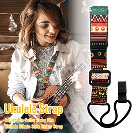 Benaton 2 Pieces Ukulele Strap, Retro Ukulele Strap, Ethnic Style Ukulele Strap, Adjustable Guitar Shoulder Strap, Guitar Strap, Bohemian Style, 88 cm - 110 cm, for Ukulele Bass, color sewing
