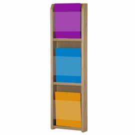 Wooden Mallet 3-Magazine Divulge Wall Display, Medium Oak