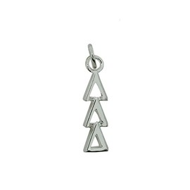 Vertical Tri Delta Delta Delta Greek Sorority Lavalier Drop Charm Pendant Silver Plated