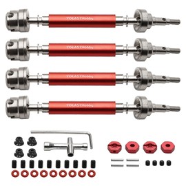 YOEASYHobby Front Rear Driveshafts Axles #45 Steel CVD Slider Drive Shaft for Arrma Granite Senton Vorteks 3S Mega 550 Upgrade Parts (Red)