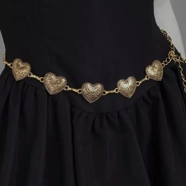 Western Equestrian Antique GOLD HEART CONCHO CHAIN BELT