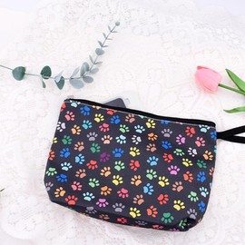 Colorful Paw Print Cosmetic Bag for Women Girls Girlfriend Travel Toiletry Makeup Bag Organizer with Wristbands and Zippers for Pet Lovers Dog Makeup Bag Cat Cosmetic Bag Travel Essentials