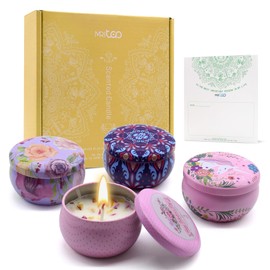 Scented Candles Gift Set for Women 4 Pack Soy Wax Candles with Dried Flowers in Reusable Tins Ideal for Birthday Mothers Day Christmas Anniversary Self Care Relaxation