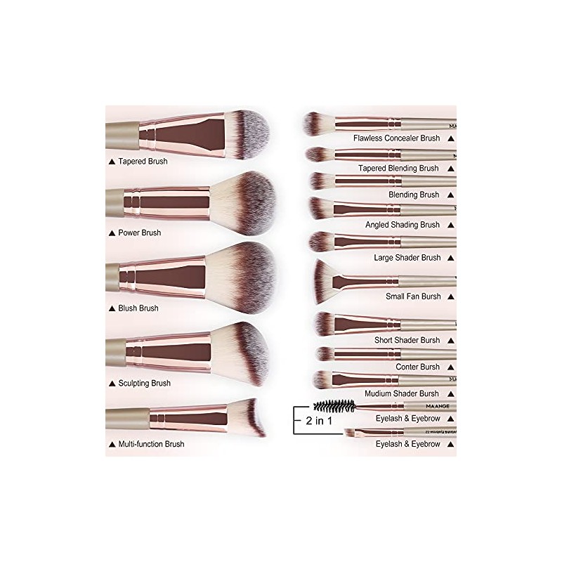 Brochas de Maquillaje Profesional Kit 15 Piezas Set de Brochas