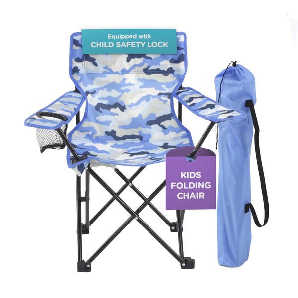 Emily Rose Beach Chair | Folding Chair for Boys and Girls with Child Safety Lock, Holder and Carry Case | Sturdy, Portable, and Fun Seating for Beach, Camping, and Picnics