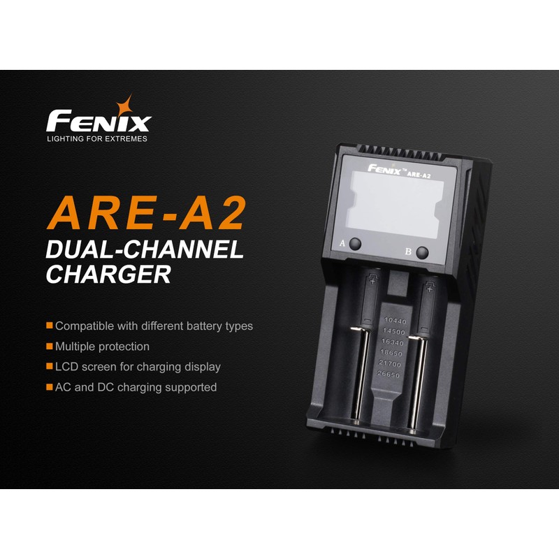 EdisonBright Fenix are-A2 Home/in-car Battery Charger for 21700/18650/16340 BBX5 Battery