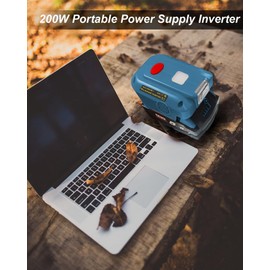 200W Power Inverter Generator Fit for Makita 18V Lithium Battery, DC 18V to AC 110V-120V Portable Power Station with Dual USB Outlet and AC Outlet and 200LM LED Light Battery Inverter