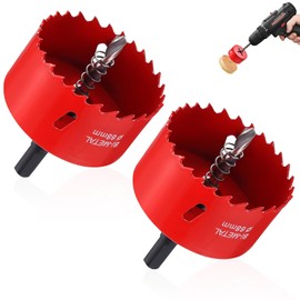 Bi-Metal Hole Saws Cutter, 68mm Hole Saw for Wood Cutter, HSS Hole Cutter Hole Saw Drill Bits for Punching Circular Holes on Wood Plasterboards Plastic Fiberglass Acrylic Panel(2 Pcs)