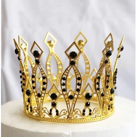 YOVECATHOU Corona para decoración de tartas de cristal hecho a mano con diamantes de imitación para decoración de tartas de cumpleaños para niños, decoración de fiesta de cumpleaños, boda, Navidad, princesa, decoración de fiestas temáticas