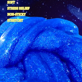 24 Pack Blue Galaxy Star Slime,Party Favor for Kids Girls & Boys,Non Sticky, Stress & Anxiety Relief, Wet, Super Soft Sludge Toy, Easter Egg Filling Stuffers