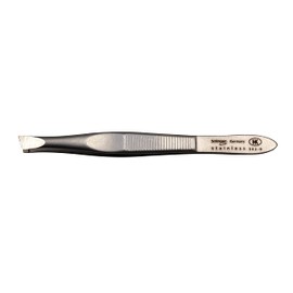 Hans Kniebes Slanted Tweezers 8 cm - Precision Eyebrow Tweezers Made in Solingen - Rustproof Matte Stainless Steel - Hand Polished & Hypoallergenic