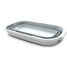 SAMMART 23.8L (6.2Gallon) Collapsible Rectangular Handy Basket / Bucket (Grey)