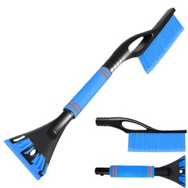 Aicerous® Car Ice Scraper with Broom, Car Ice Scraper (Removable) with Gentle Bristles, Durable Windscreen Scraper and Foam Handle Offer You the Best Experience, Suitable for SUV/Truck/Cars (Blue)