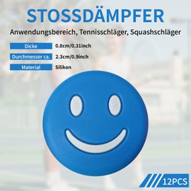 12er Set Tennis Dämpfer Lustig - Premium Silikon Vibrationsdämpfer mit Smiley-Designs reduziert Schlägervibrationen für Tennis Badminton Squash
