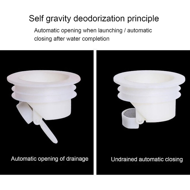 White Odor Proof Shower Floor Drain Drains Stopper One Way