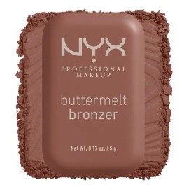 NYX Professional Makeup Buttermelt Bronzer Tono Butta Off, 5gr - Bronceador cremoso en polvo infusionado con manteca de karité, mango y almendras, dura hasta 12H, no se desvanece, fórmula vegana