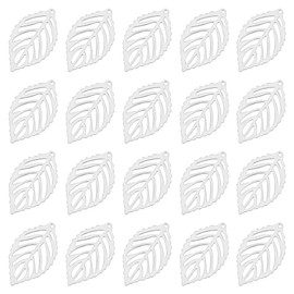 UNICRAFTALE Pack of 50 0.8 mm Hole 304 Stainless Steel Leaf Pendants Hollow Metal Leaf Charms Autumn Leaves Losing Earrings Charms Metal Plants Charm for DIY Bracelet Necklace Jewellery Making