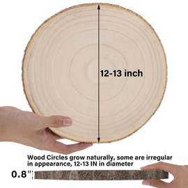 Sancodee 8 Pcs Large Unfinished Wood Slices, 12-13 Inches Wood Slabs for Centerpieces Natural Wooden Circle, DIY Wood Centerpieces for Tables Wedding Party Door Sign Decor