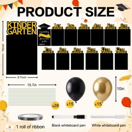 Yinkin 46 Pcs K-12 Picture Display Yard Signs with Stakes for 2026 Graduation Decorations Golden Balloons Balloons Whiteboard Marker for Senior High School Class of 2026 Grad Lawn Party Supplies